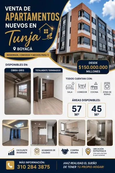 Venta de apartamentos nuevos en tunja-boyaca